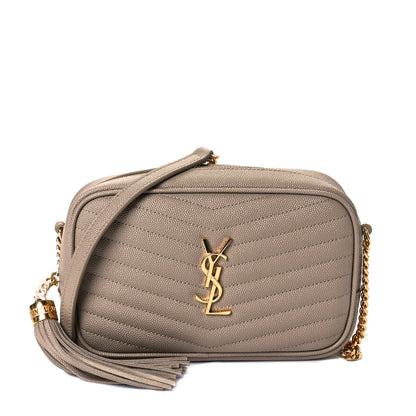 Saint Laurent Grain De Poudre Matelasse Monogram Mini Lou Camera Bag Dark Beige 1 of 7
