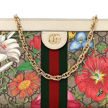 Gucci GG Supreme Monogram Flora Web Small Ophidia Chain Shoulder Bag White 9 of 11