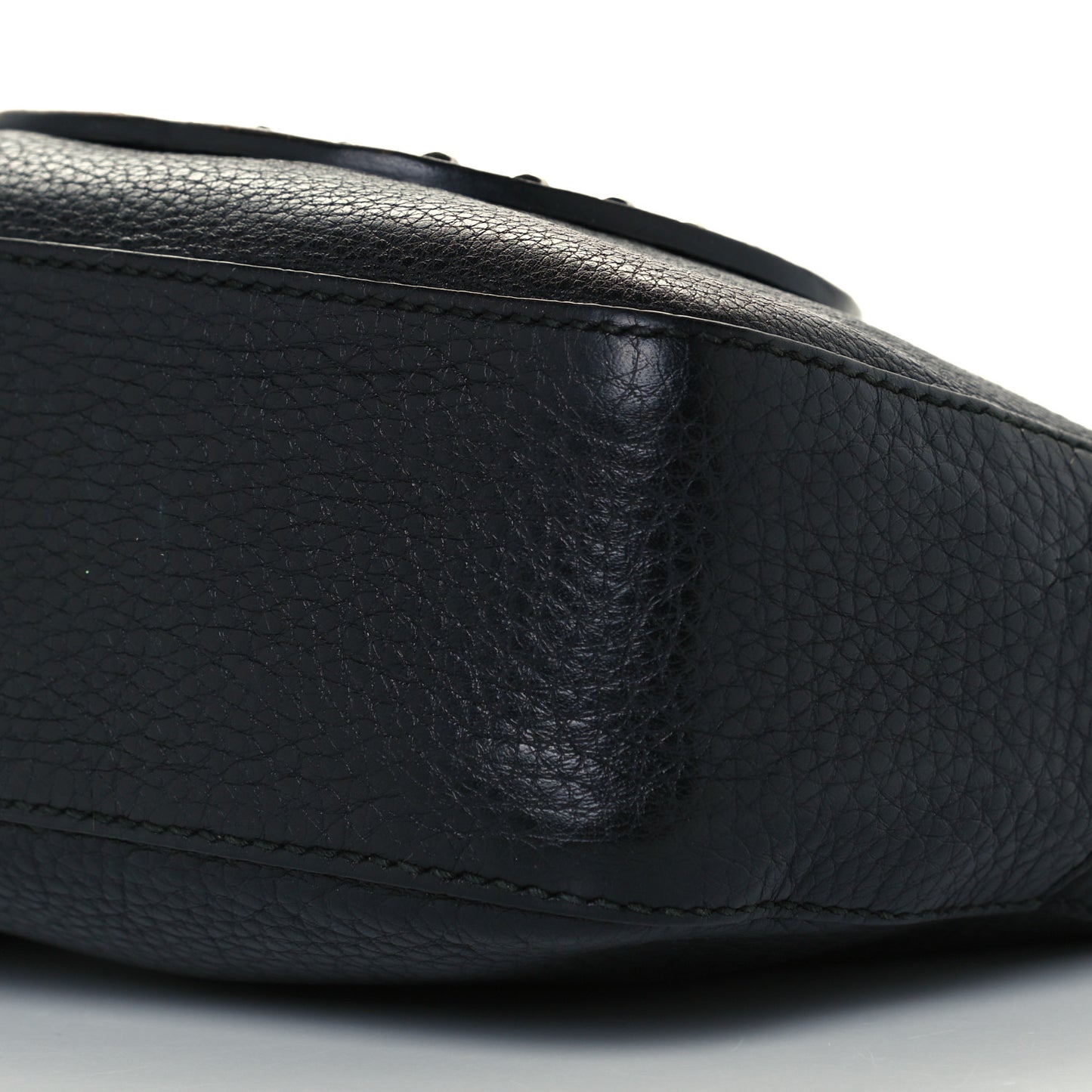 Pebbled Calfskin Studded Small Soho Disco Bag Black