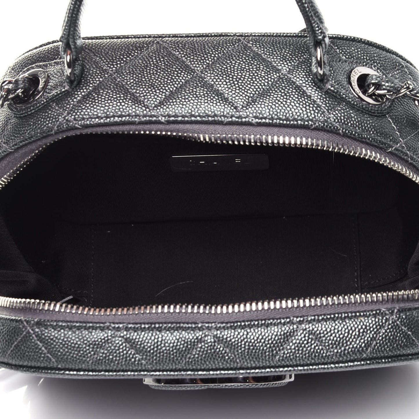 Metallic Caviar Small Coco Curve Vanity Bag Black Ruthenium
