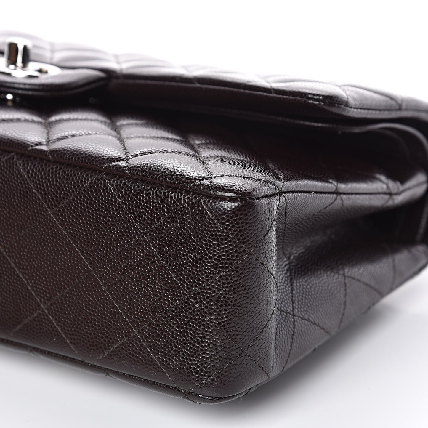 Caviar Quilted Medium Double Flap Brown