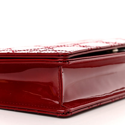Christian Dior Patent Cannage Lady Dior Chain Wallet Rouge Ceris 10 of 15