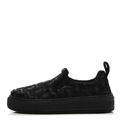 Christian Dior Shiny Technical Fabric Oblique Embroidered Womens Solar Slip On Sneakers 36.5 Black 1 of 8