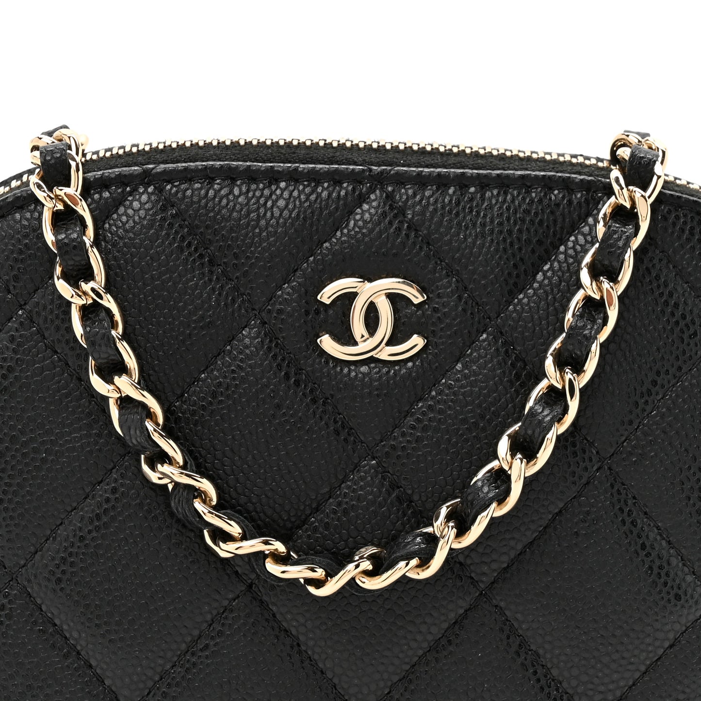 Caviar Quilted Classic Clutch with Chain Black