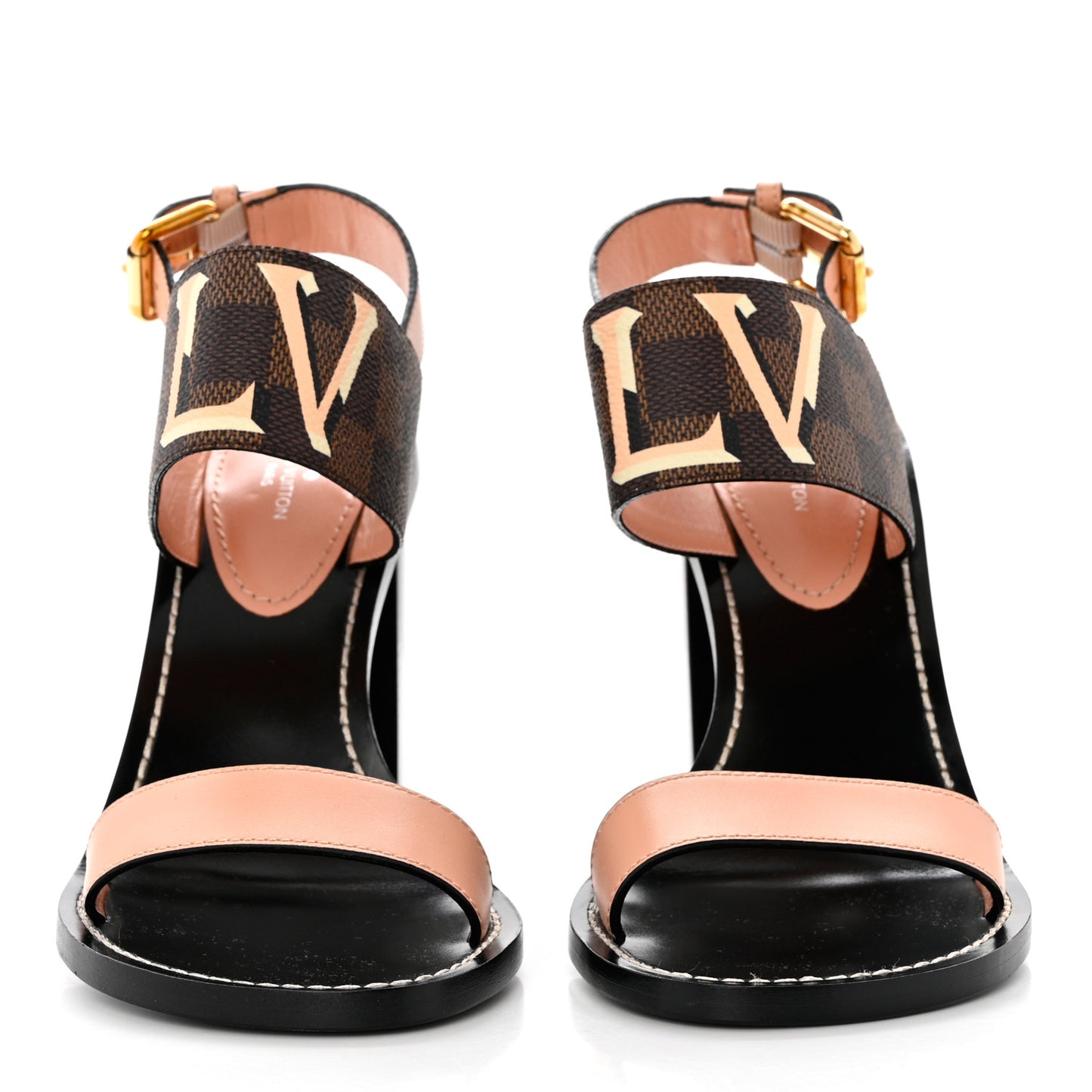 Calfskin Damier Ebene Passenger Heeled Sandals 37