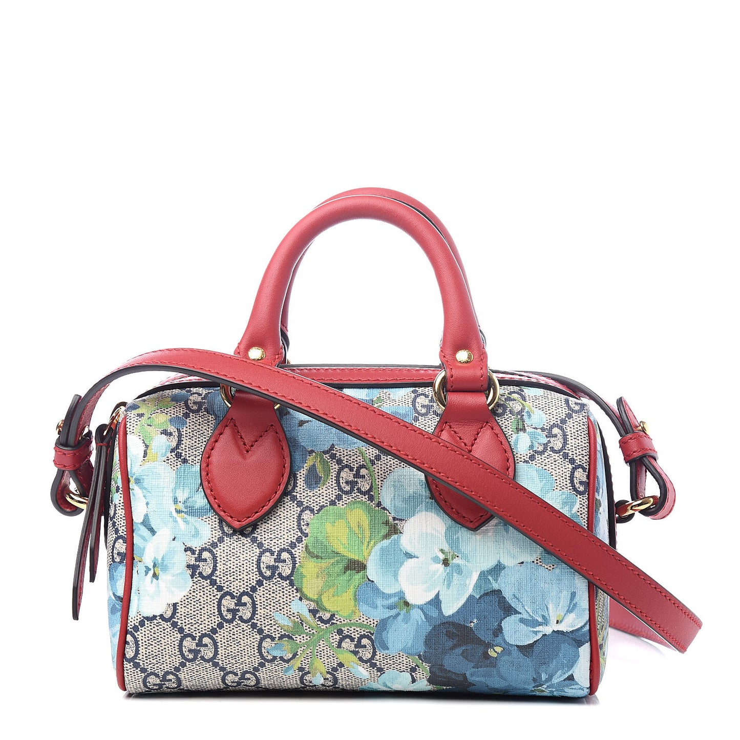 GG Supreme Monogram Blooms Mini Boston Navy Blue Hibiscus