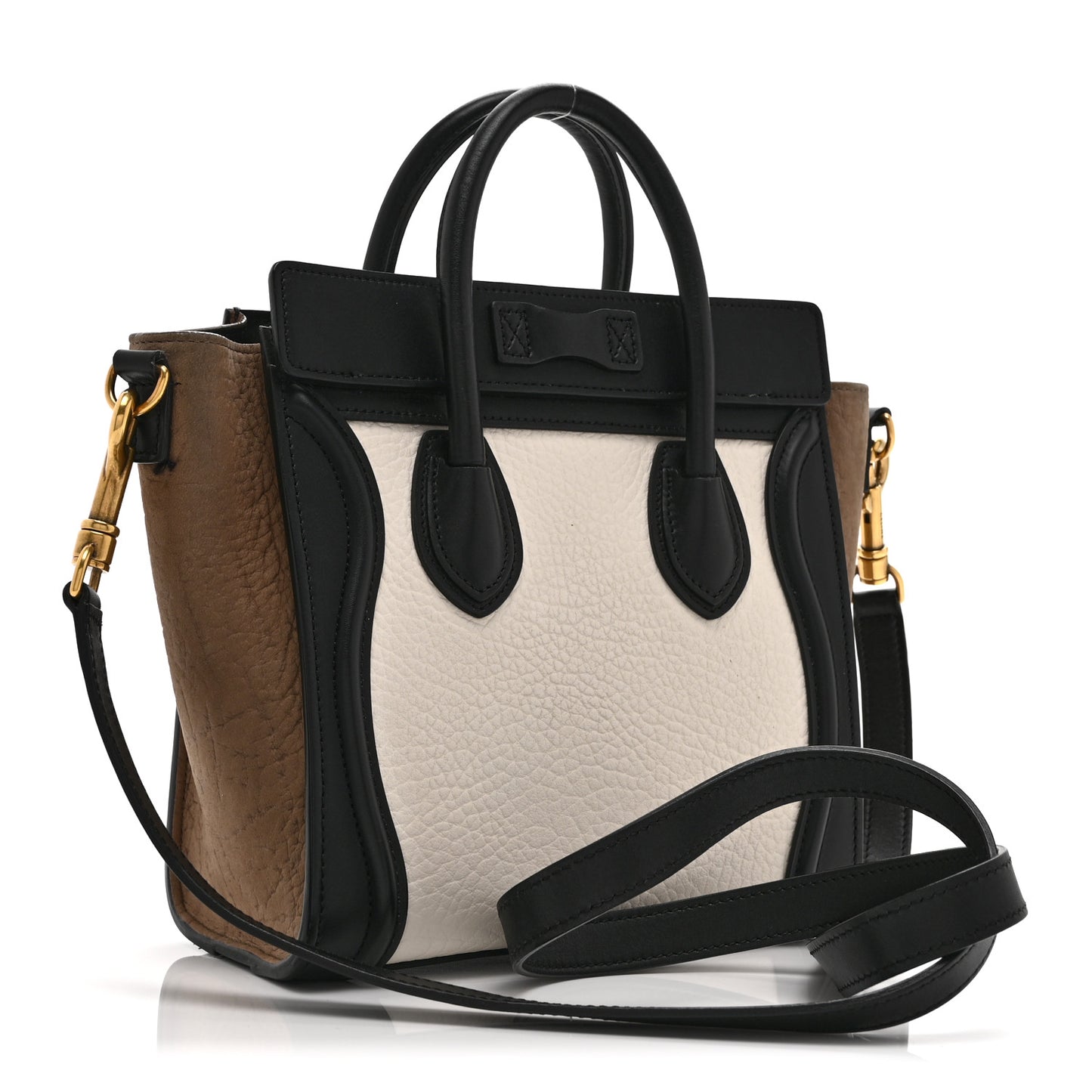 Elephant Calfskin Nano Tri-Color Luggage  White Black Sand