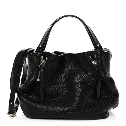 Burberry Grainy Calfskin House Check Small Maidstone Black 1 of 9