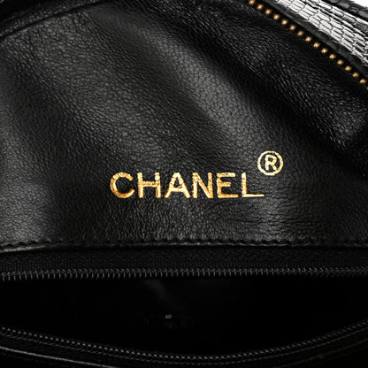 Chanel Lizard Quilted Round Tassel Crossbody Bag Black 6 of 12