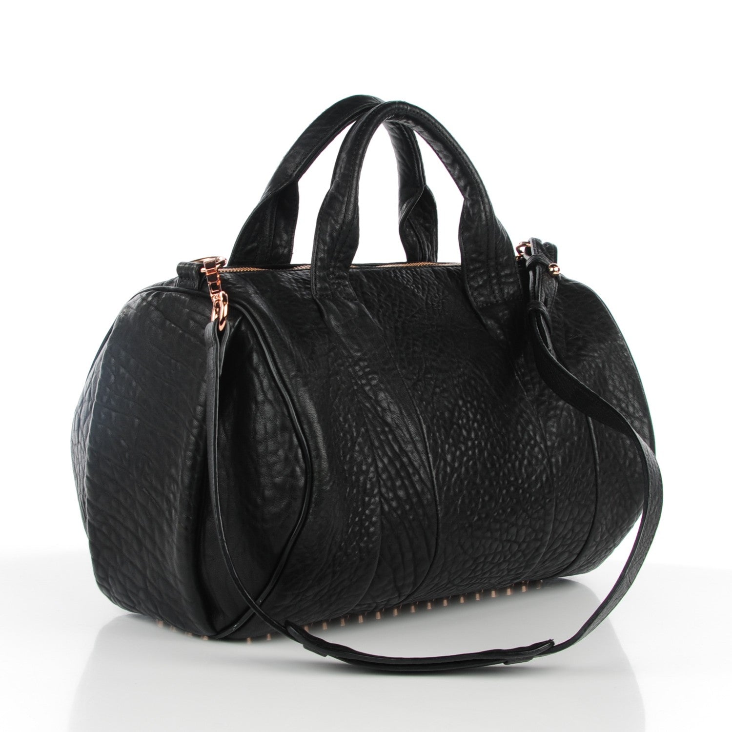 Alexander Wang Pebbled Lambskin Rocco Black Rose Gold Hardware 3 of 7