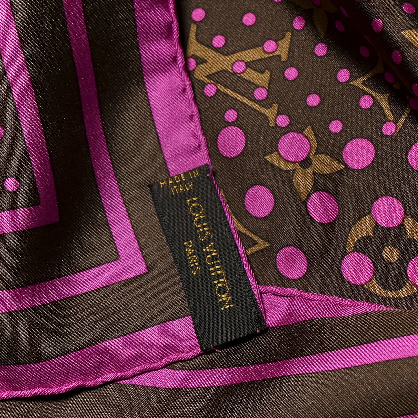 Silk Monogram Perforated Scarf Fuchsia