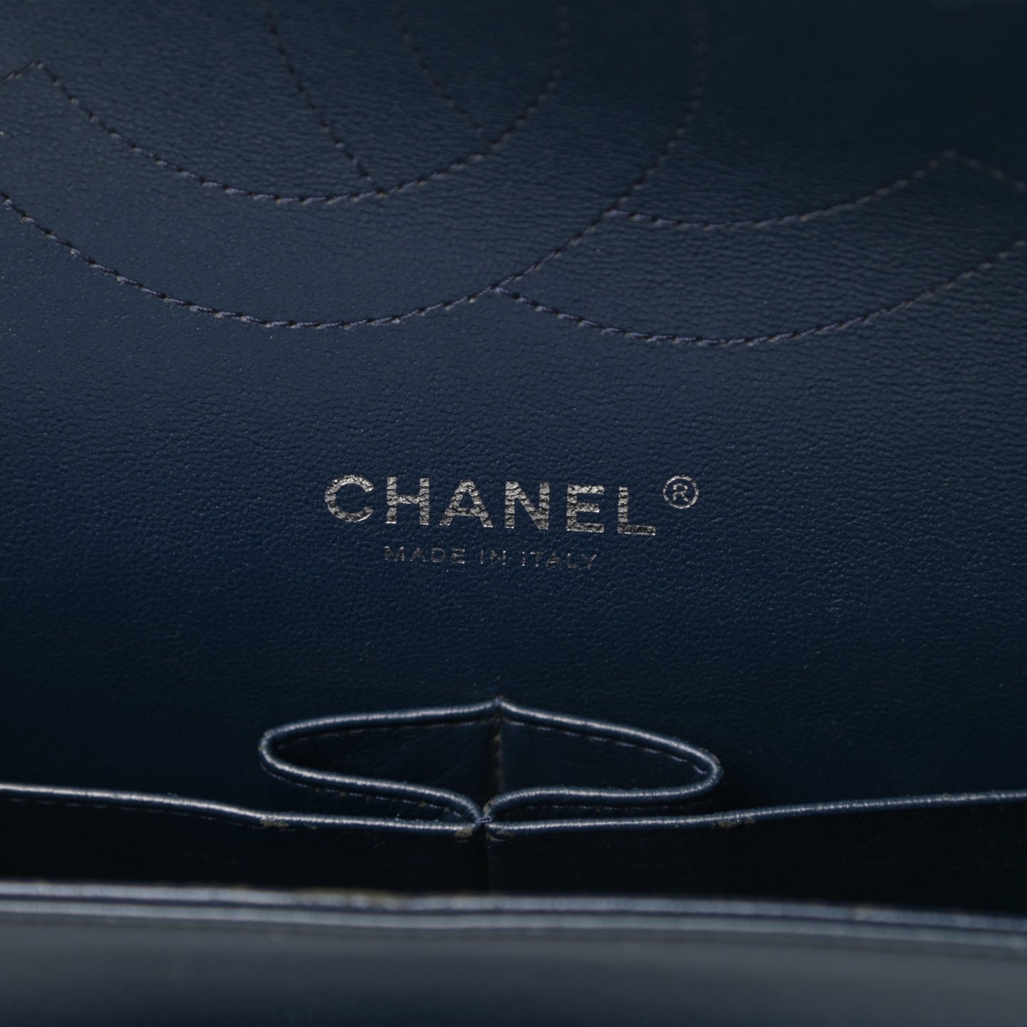 Patent Quilted Jumbo Double Flap Blue