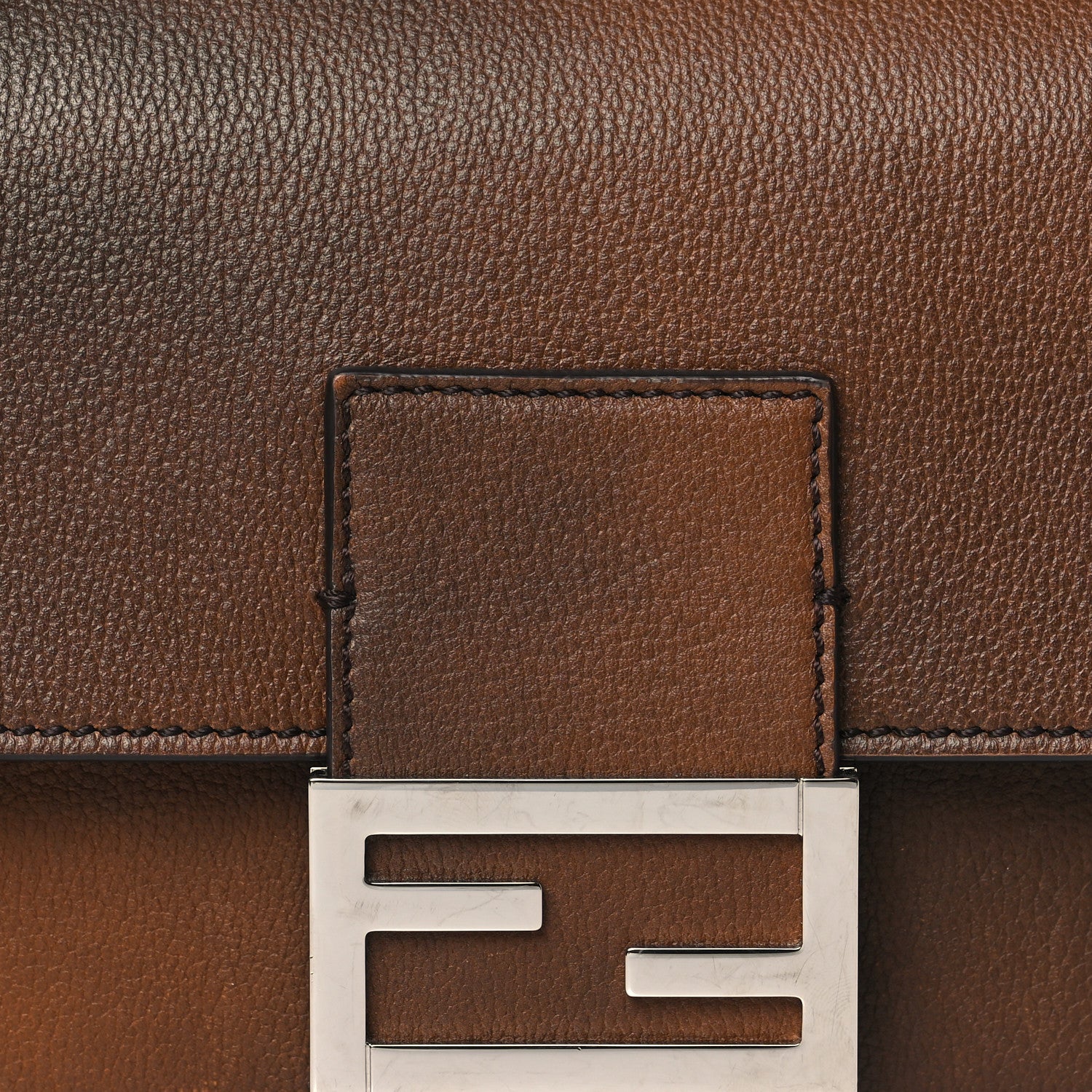 Fendi Vitello Fabric Jacquard FF Baguette Brown 7 of 9