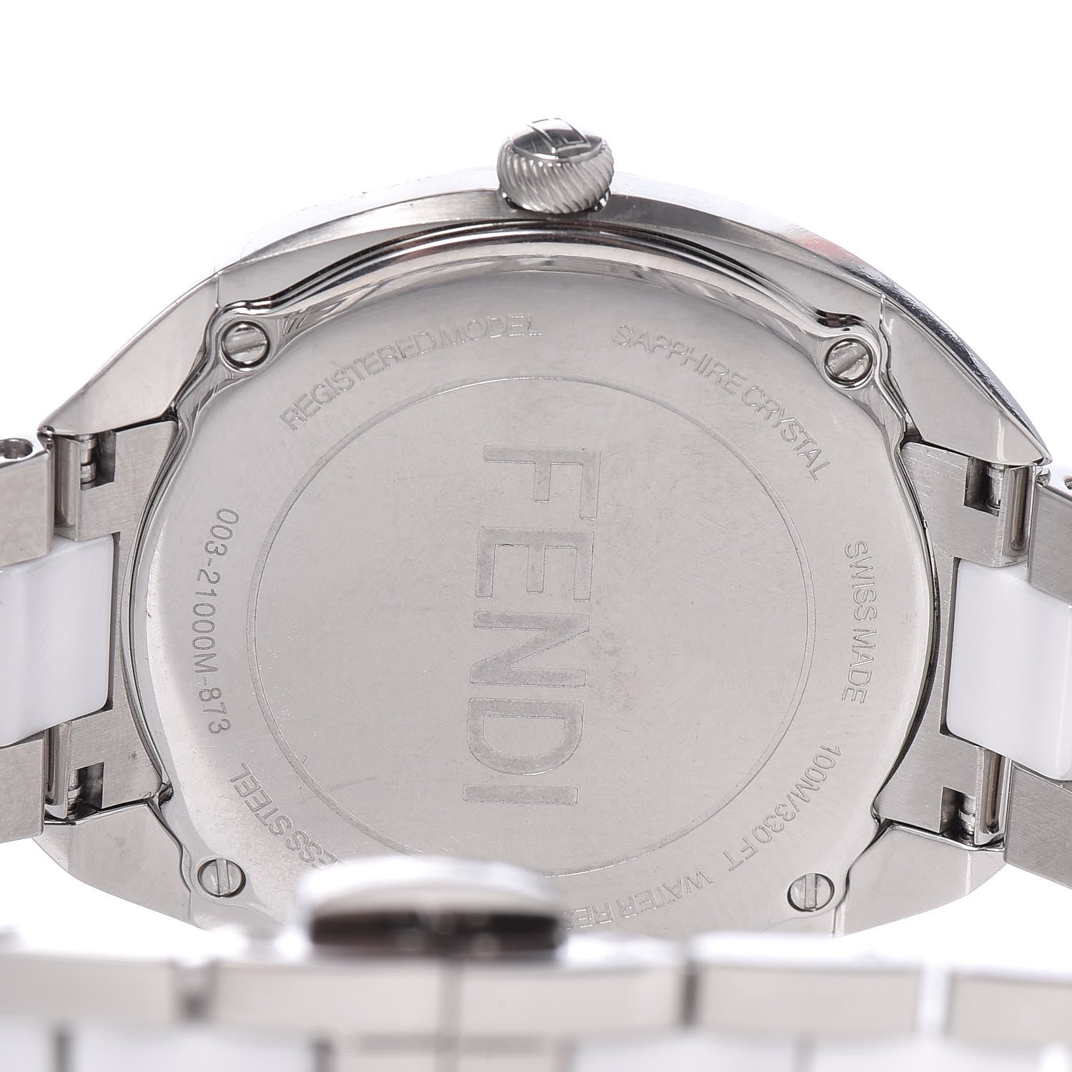 Fendi Stainless Steel Ceramic Diamond 34mm Momento Bugs Quartz Watch Orange 5 of 9