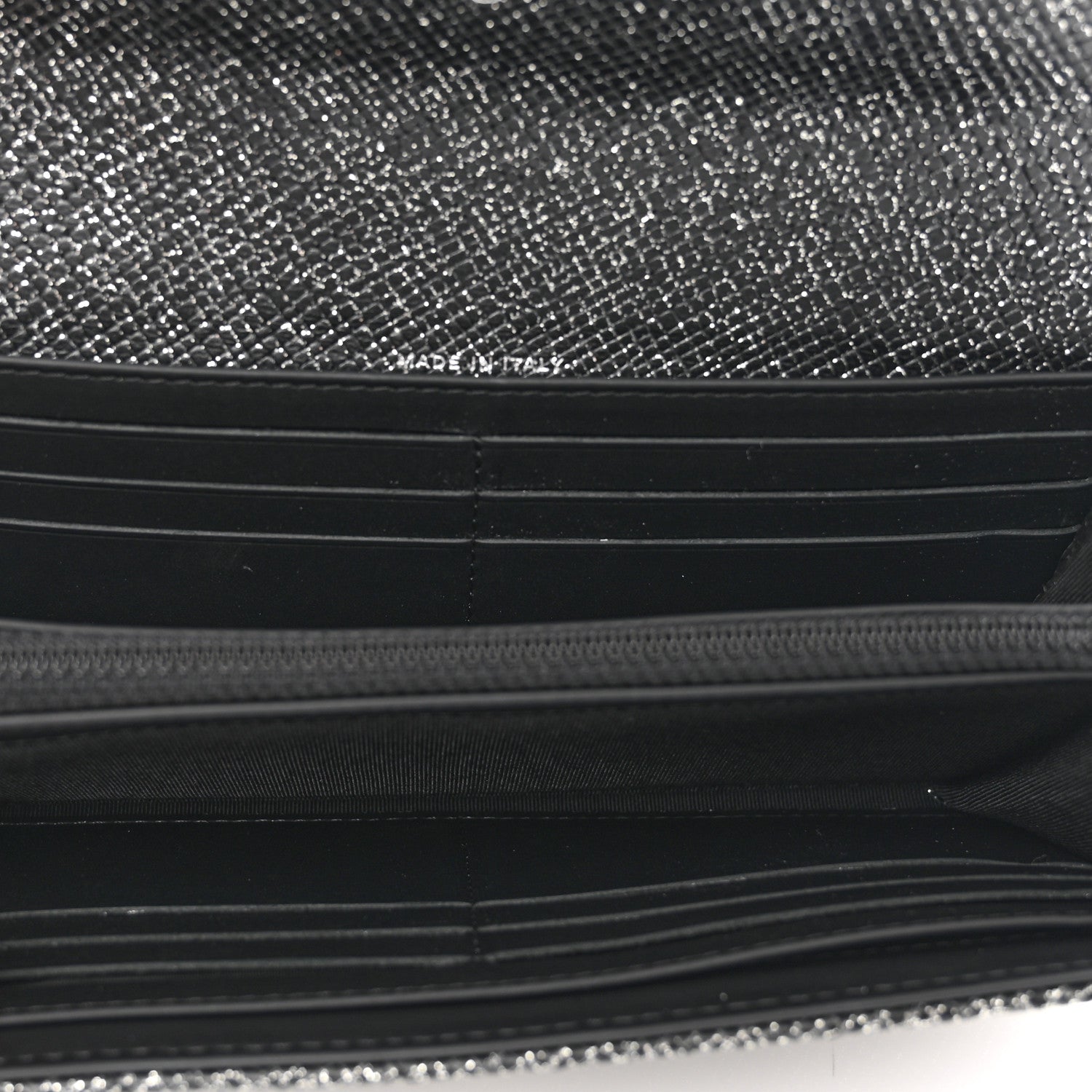 Chanel Glittered Calfskin Quilted Large Gusset Flap Wallet Dark Grey 5 of 8