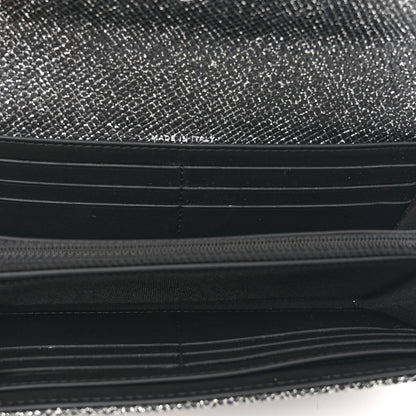 Chanel Glittered Calfskin Quilted Large Gusset Flap Wallet Dark Grey 5 of 8