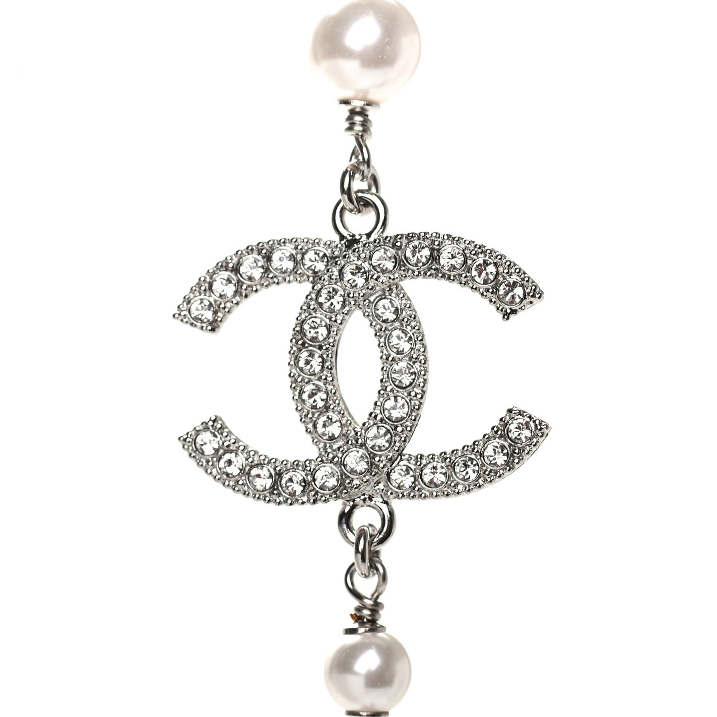 Pearl CC Star Long Necklace Silver