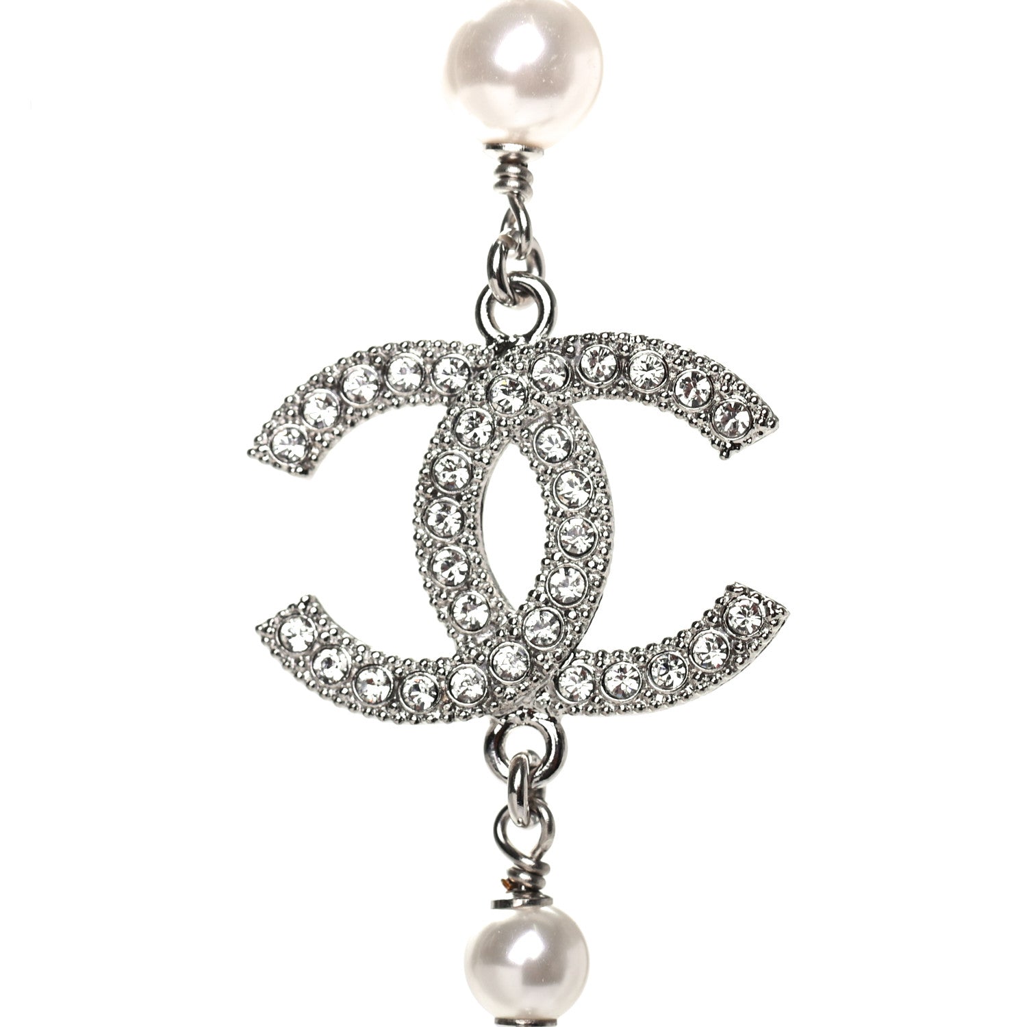 Chanel Pearl CC Star Long Necklace Silver 3 of 4