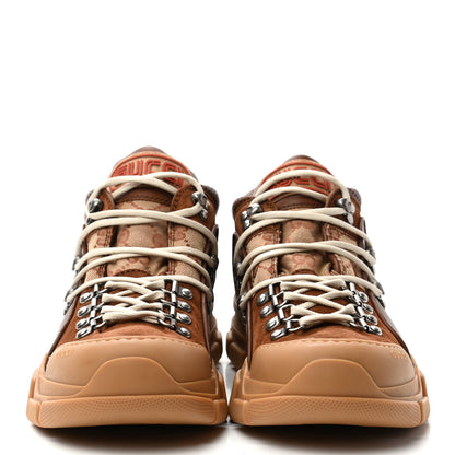 Gucci X SEGA Suede Calfskin GG Monogram Mens Flashtrek Sneakers 7.5 New Cuir Beige Ruggine 2 of 8