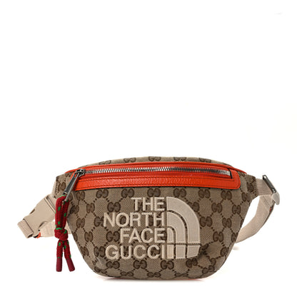 Gucci X THE NORTH FACE Monogram Textured Dollar Calfskin Embroidered Belt Bag Beige Ebony Mystic White Deep Orange 1 of 10