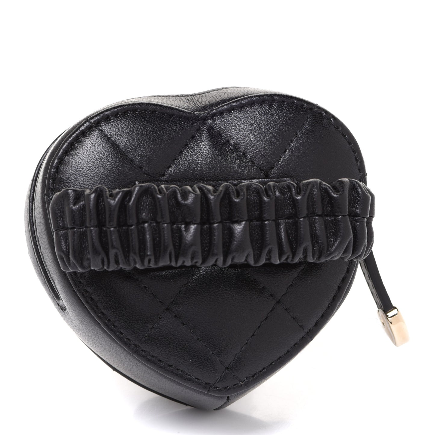 Lambskin Quilted CC In Love Heart Zipped Arm Coin Purse Black