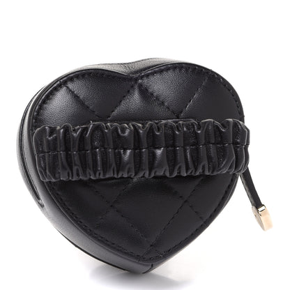 Chanel Lambskin Quilted CC In Love Heart Zipped Arm Coin Purse Black 3 of 8