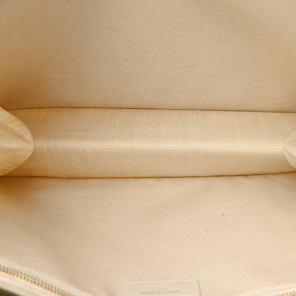 Saint Laurent Linen Calfskin Small Rive Gauche Tote Military Green Blanc Vintage 5 of 10