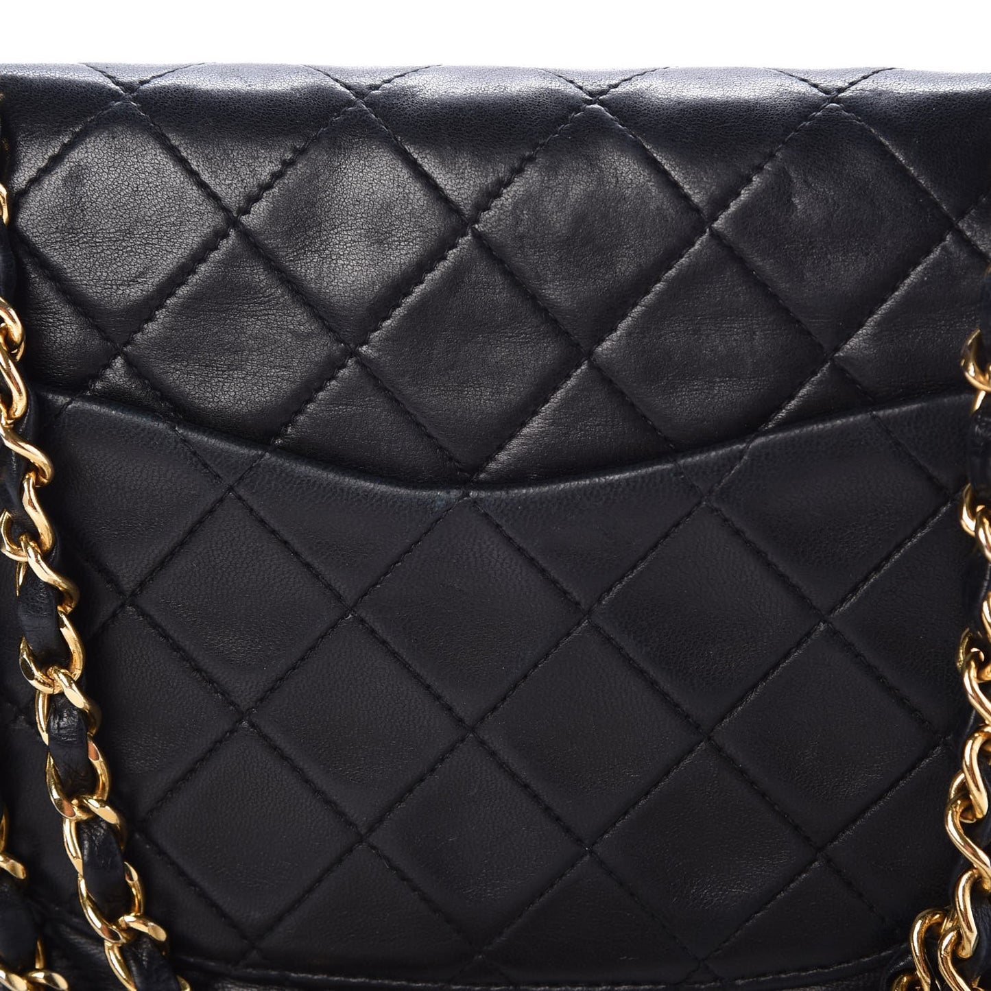 Lambskin Quilted Small Double Flap Black