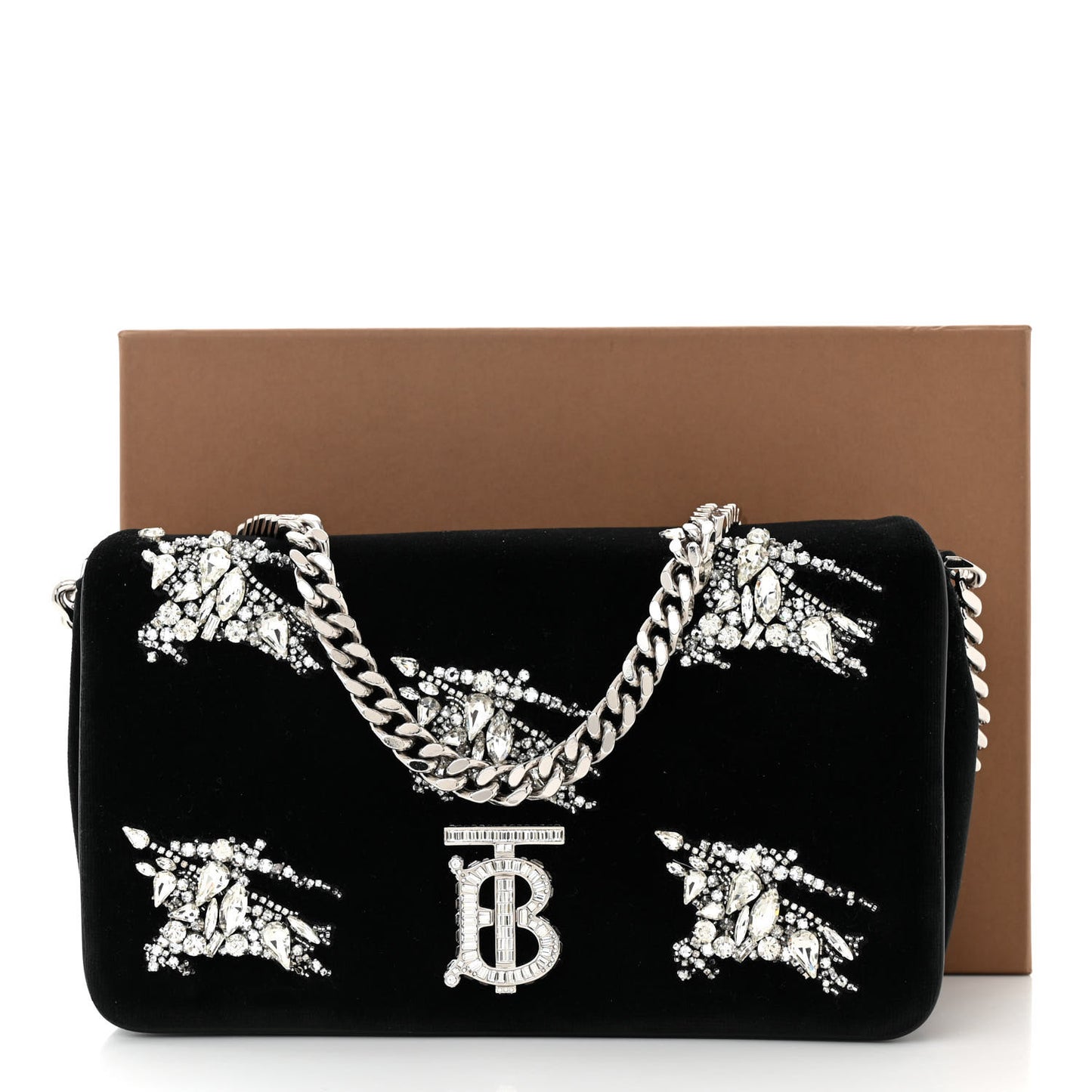 Velvet Crystal Small Lola Bag Black