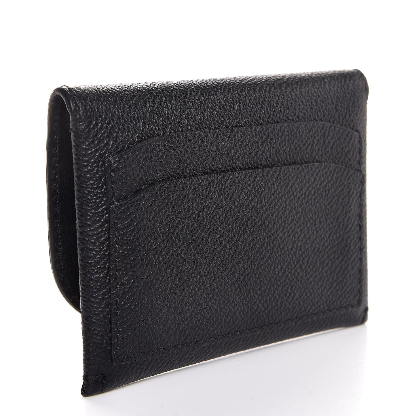 Grainy Calfskin Card Case Black