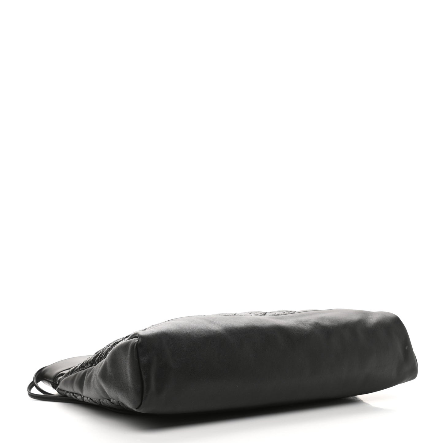Crumpled Calfskin Quilted 31 Large Shopping Bag Black