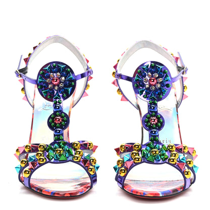 Christian Louboutin Patent Embellished Goldora Disco 100 Sandals 39 Multicolor 2 of 7