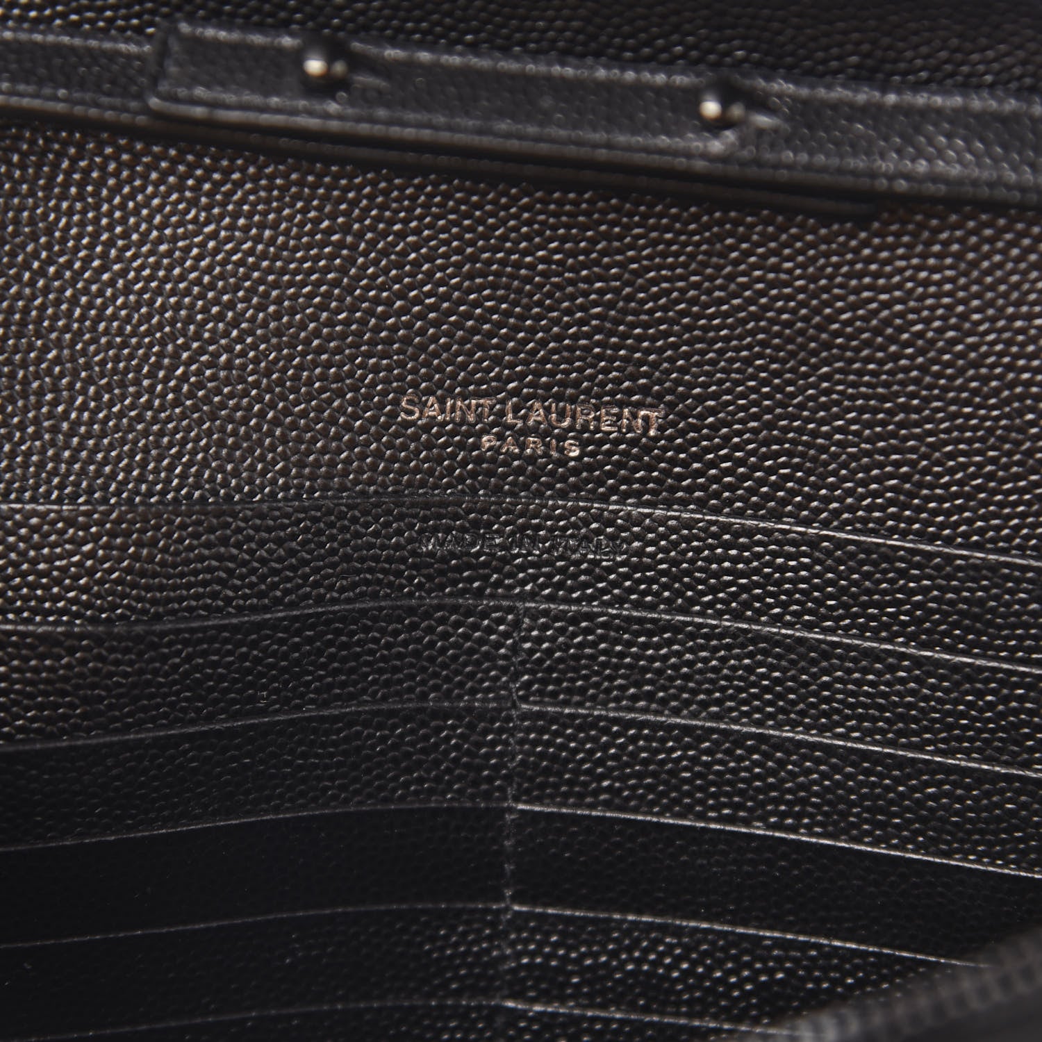 Saint Laurent Grain De Poudre Matelasse Chevron Monogram Chain Wallet Black 6 of 10