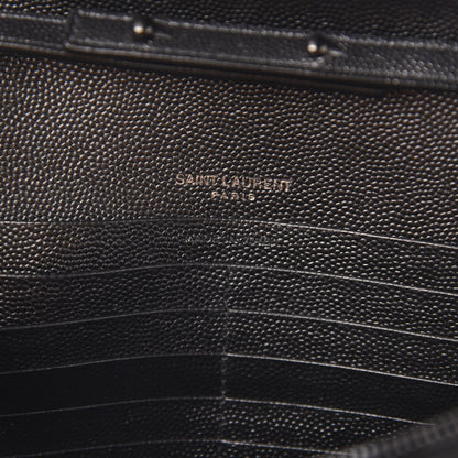 Saint Laurent Grain De Poudre Matelasse Chevron Monogram Chain Wallet Black 6 of 10