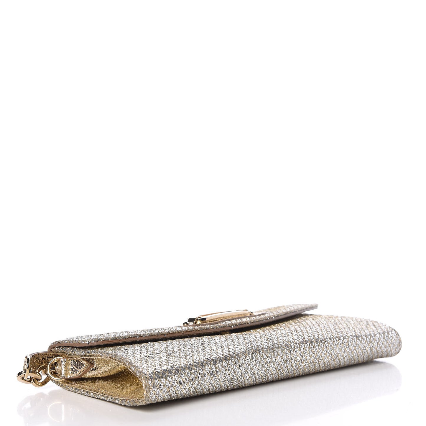 Glitter Fabric Large Riane Clutch Champagne