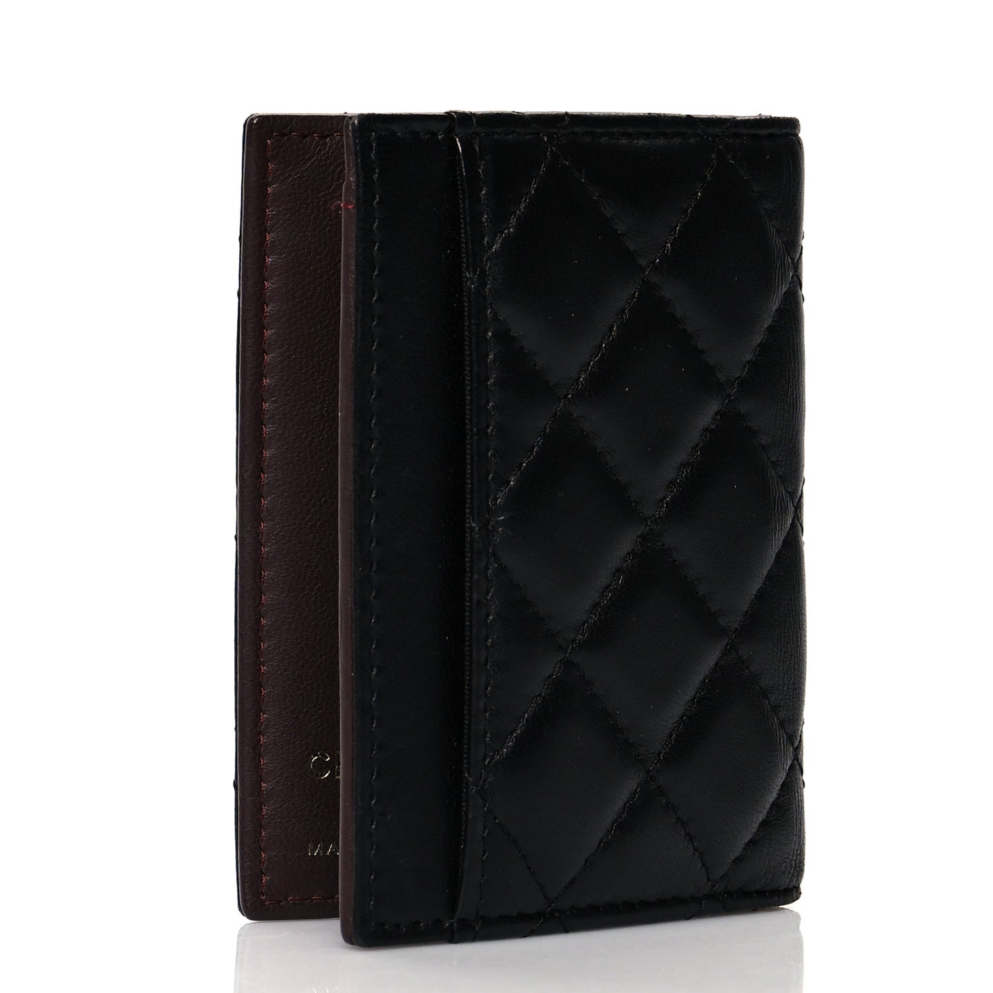 Lambskin Quilted Card Holder Wallet Black