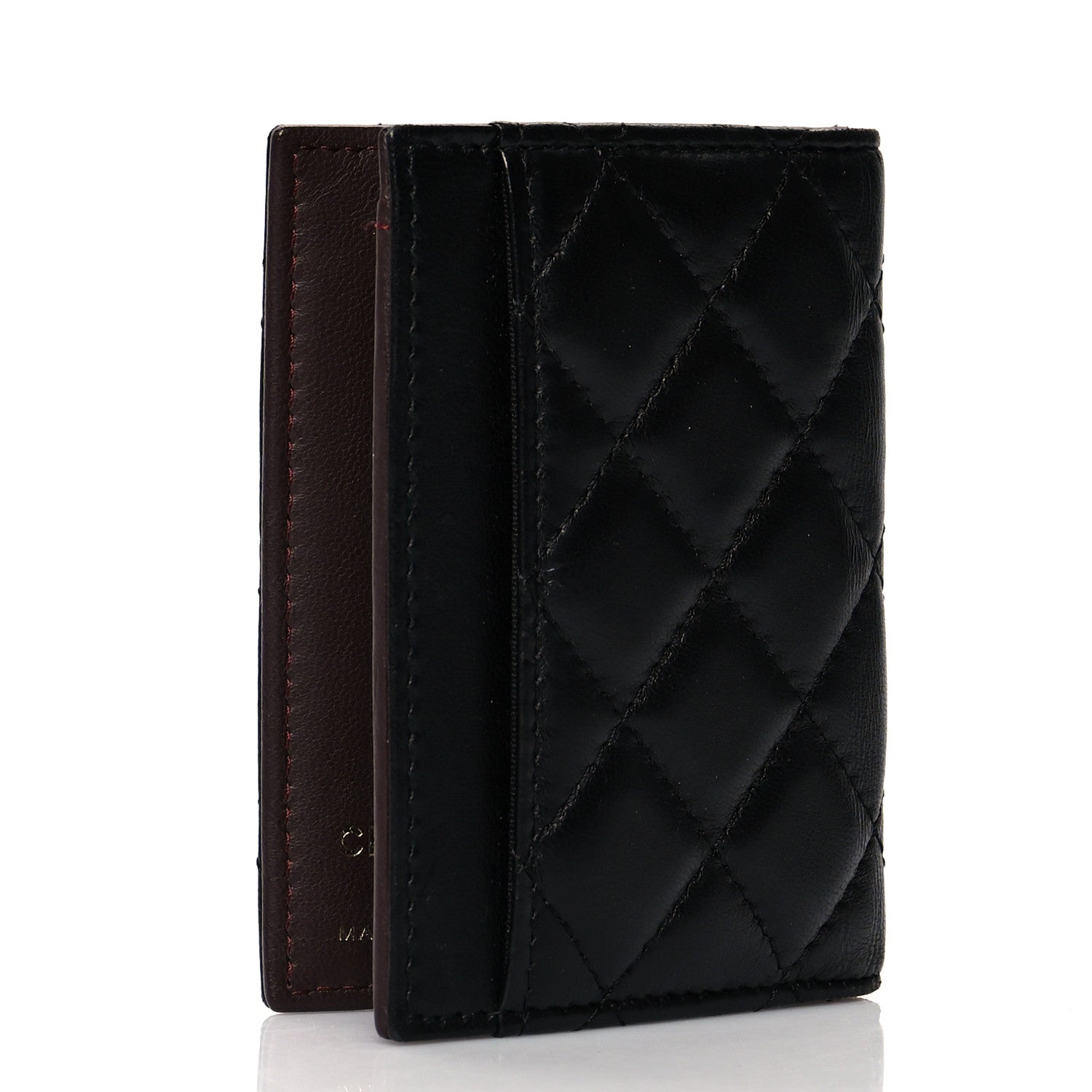 Chanel Lambskin Quilted Card Holder Wallet Black 3 of 9