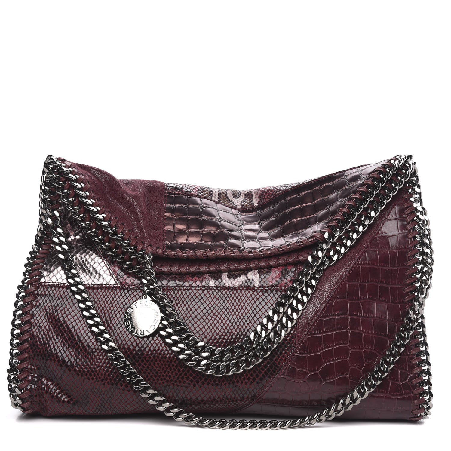 Stella McCartney Eco Python Croc Small Falabella Fold Over Tote Red 1 of 9