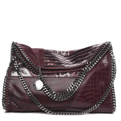 Stella McCartney Eco Python Croc Small Falabella Fold Over Tote Red 1 of 9