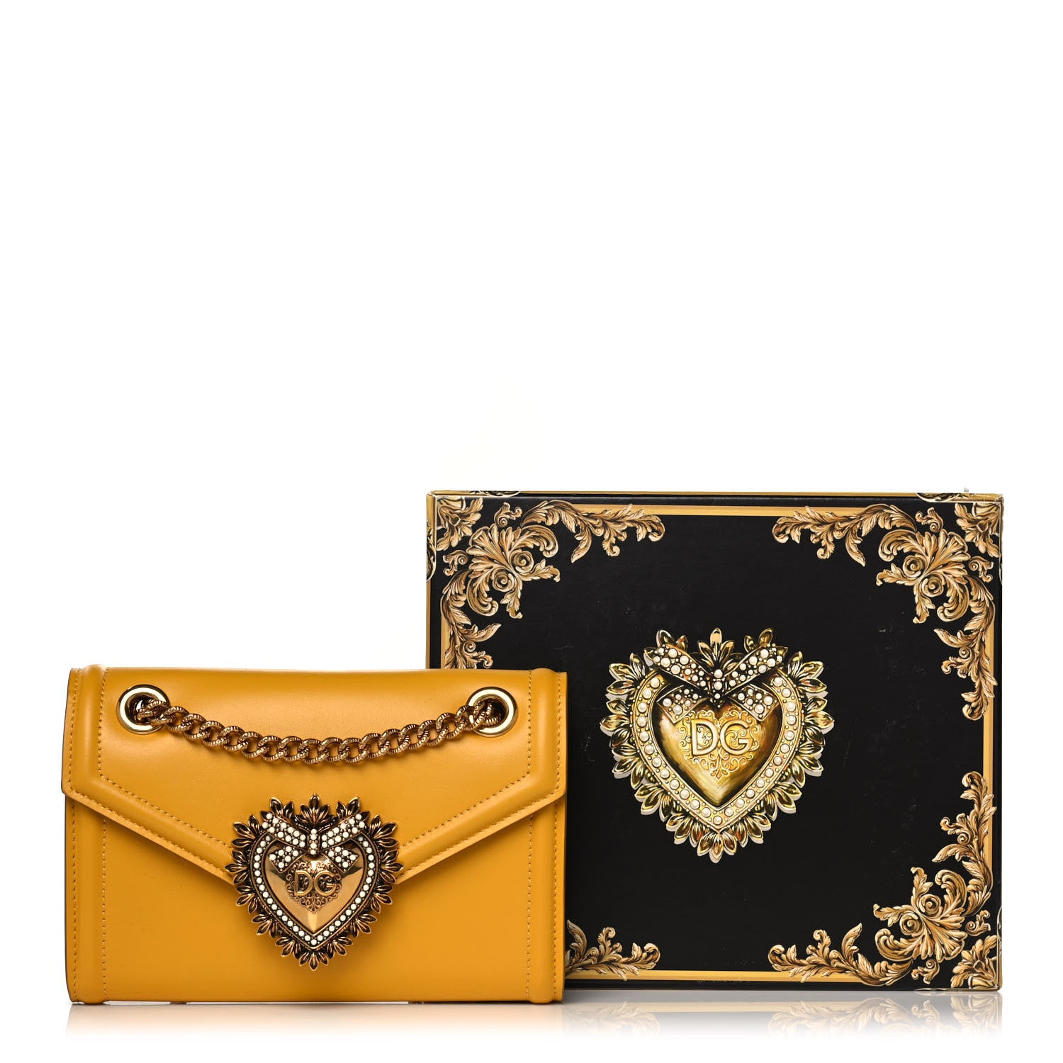 Dolce & Gabbana Smooth Calfskin Devotion Envelope Phone Bag Senape 10 of 10