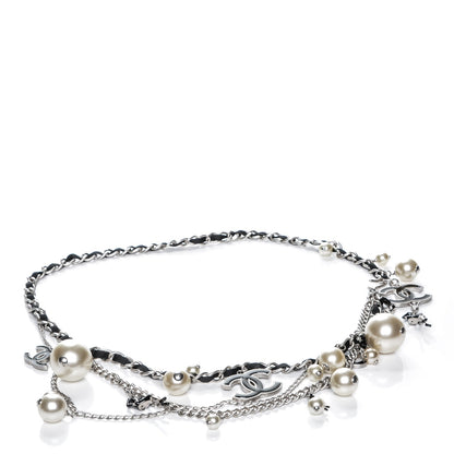 Chanel Pearl Enamel CC Chain Belt 80 Silver 1 of 5