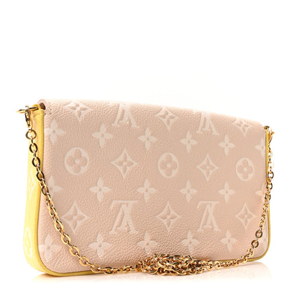 Louis Vuitton Empreinte Spring in the City Felicie Pochette Chain Wallet Pink Beige Yellow 4 of 12
