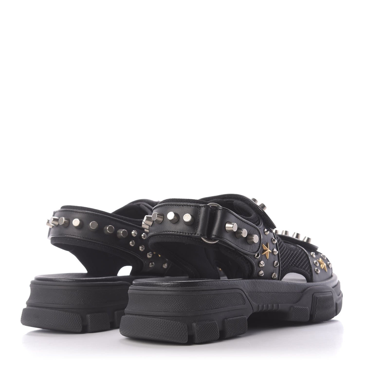 Gucci Nappa Mesh Studded Mens Aguru Sandals 7 Black 4 of 10