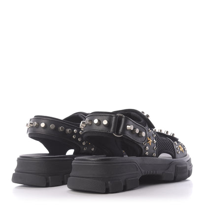 Gucci Nappa Mesh Studded Mens Aguru Sandals 7 Black 4 of 10
