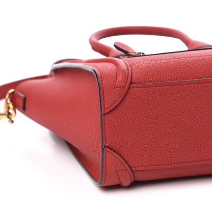 Celine Drummed Calfskin Nano Luggage Red 8 of 10