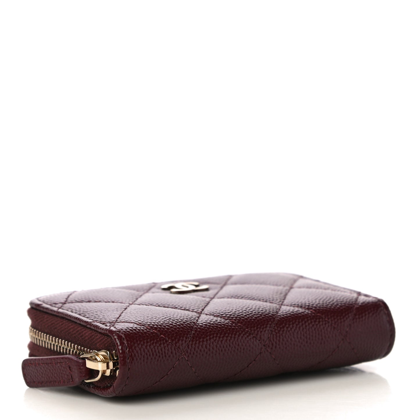 Caviar Quilted Zip Coin Purse Burgundy