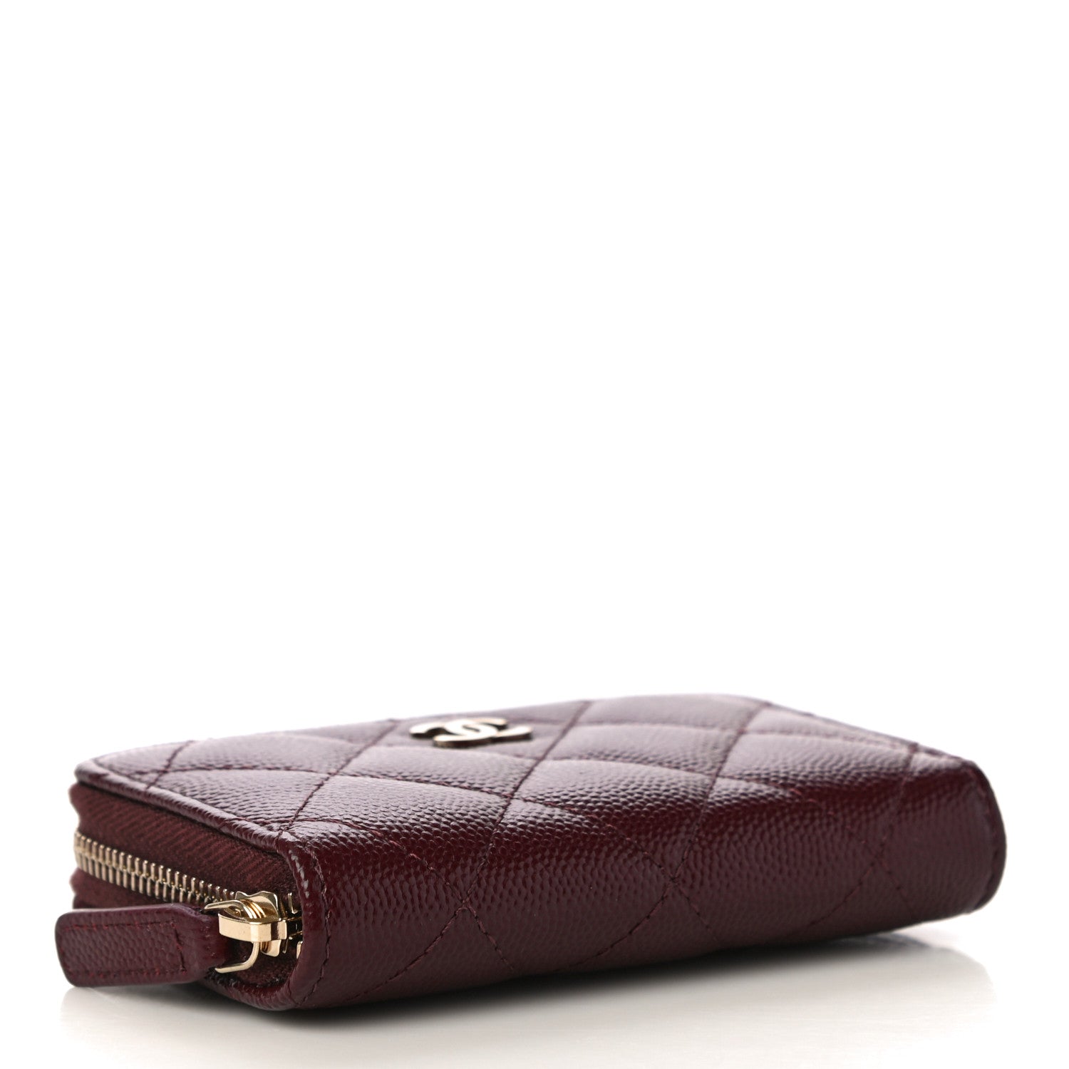 Chanel Caviar Quilted Zip Coin Purse Burgundy 4 of 11