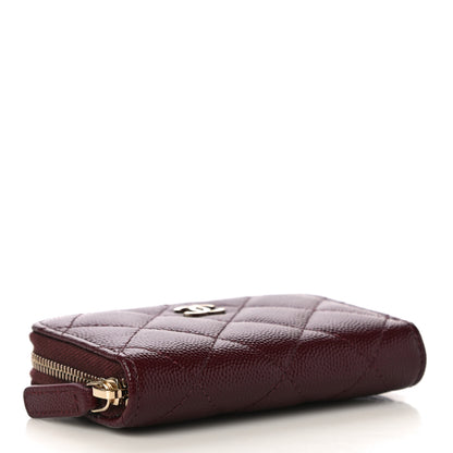 Chanel Caviar Quilted Zip Coin Purse Burgundy 4 of 11