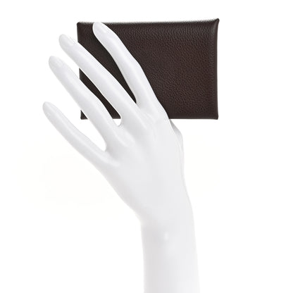 Hermes Evercolor Calvi Duo Card Case Chocolate 2 of 8