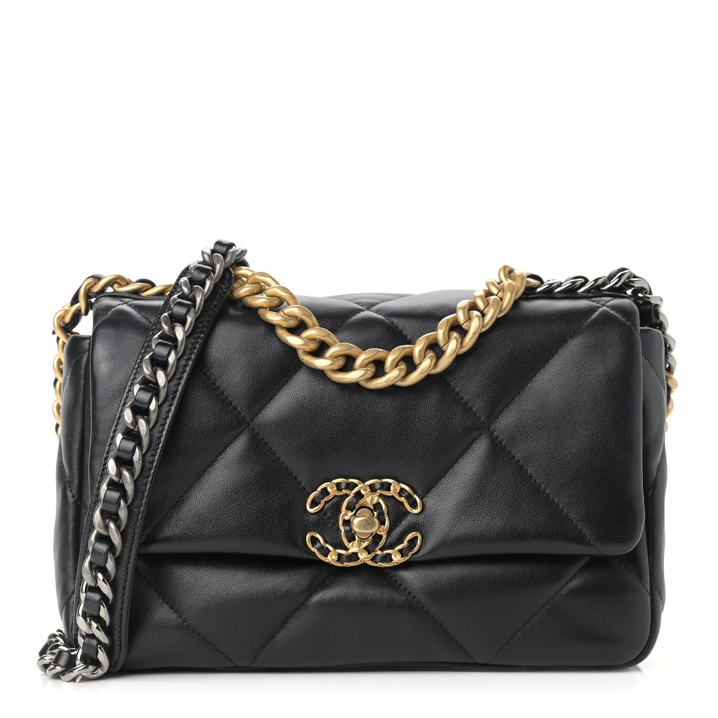 Lambskin Quilted Medium Chanel 19 Flap Black